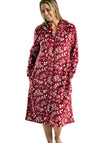 Marlon Leaf Print Zip Fastening Dressing Gown, Red