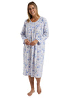 Marlon Leaf Fleece Long Sleeve Nightdress, Blue