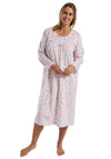 Marlon Leaf Fleece Long Sleeve Nightdress, Pink