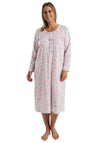 Marlon Leaf Fleece Long Sleeve Nightdress, Pink