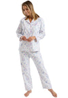 Marlon Floral Brushed Cotton Pyjama Set, Purple