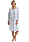 Marlon Leaf Long Sleeve Nightdress, Blue