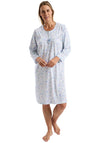 Marlon Leaf Long Sleeve Nightdress, Blue