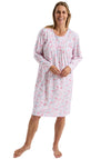 Marlon Leaf Long Sleeve Nightdress, Pink