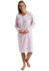 Marlon Leaf Long Sleeve Nightdress, Pink