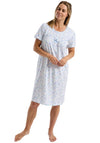 Marlon Leaf Short Sleeve Nightdress, Blue