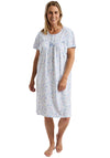 Marlon Leaf Short Sleeve Nightdress, Blue