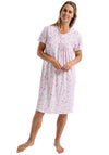 Marlon Leaf Short Sleeve Nightdress, Pink