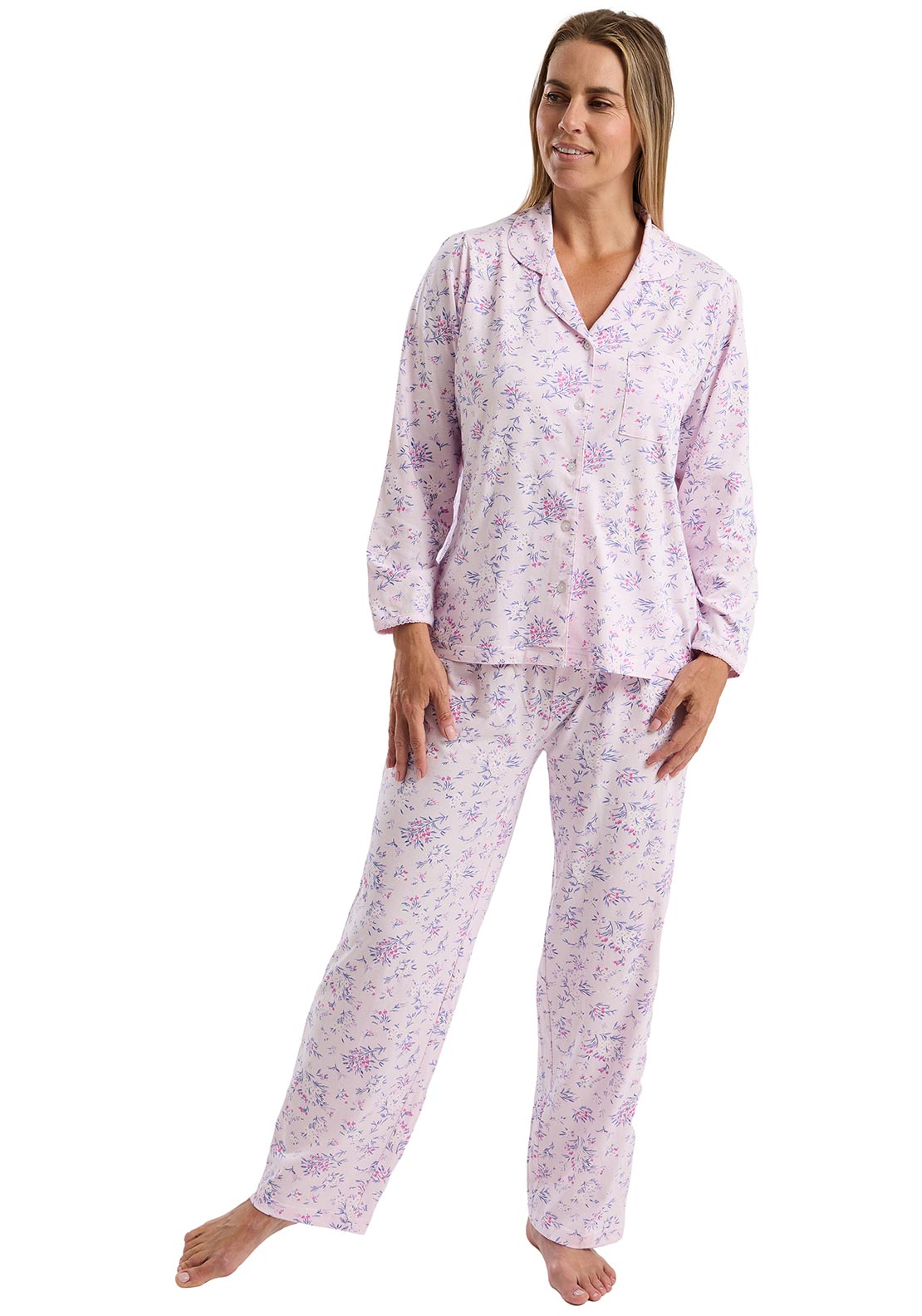 Marlon Floral Button Pyjama Set, Pink