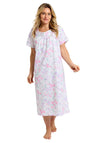 Marlon Spring Summer Meadow Short Sleeve Nightdress, White Multi