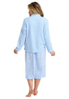 Marlon Long Sleeve Waffle Bed Jacket, Blue