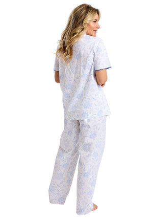 Marlon Amelia Floral Short Sleeve Pyjama Set, Blue