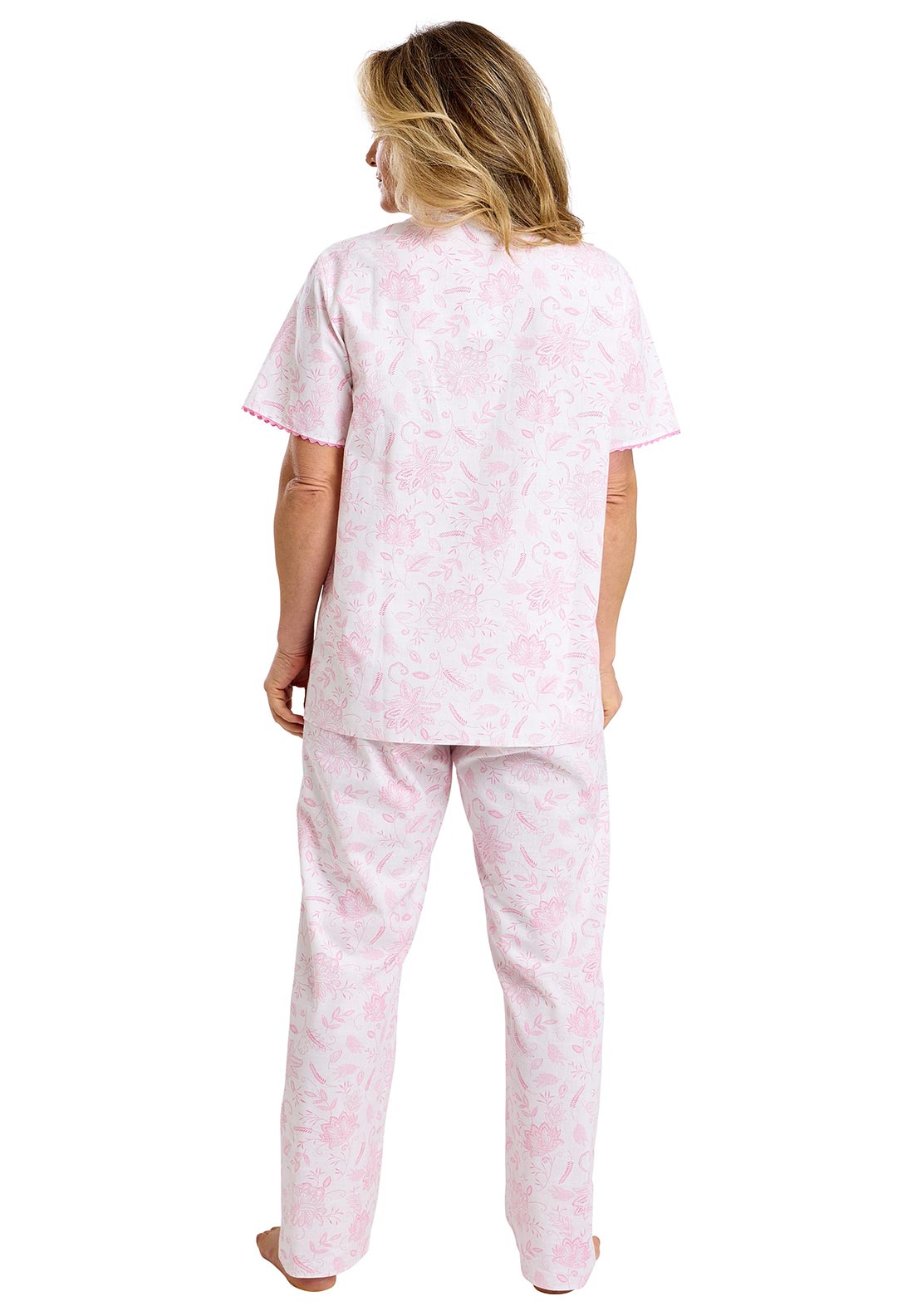 Marlon Amelia Floral Short Sleeve Pyjama Set, Pink