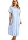 Marlon Dotty Floral Full Button Short Sleeve Nightdress, Blue