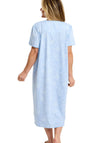 Marlon Dotty Floral Full Button Short Sleeve Nightdress, Blue