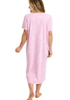 Marlon Dotty Floral Full Button Short Sleeve Nightdress, Pink