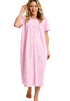 Marlon Dotty Floral Full Button Short Sleeve Nightdress, Pink