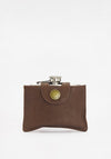 Barbour 4oz Hinged Hip Flask, Steel & Brown