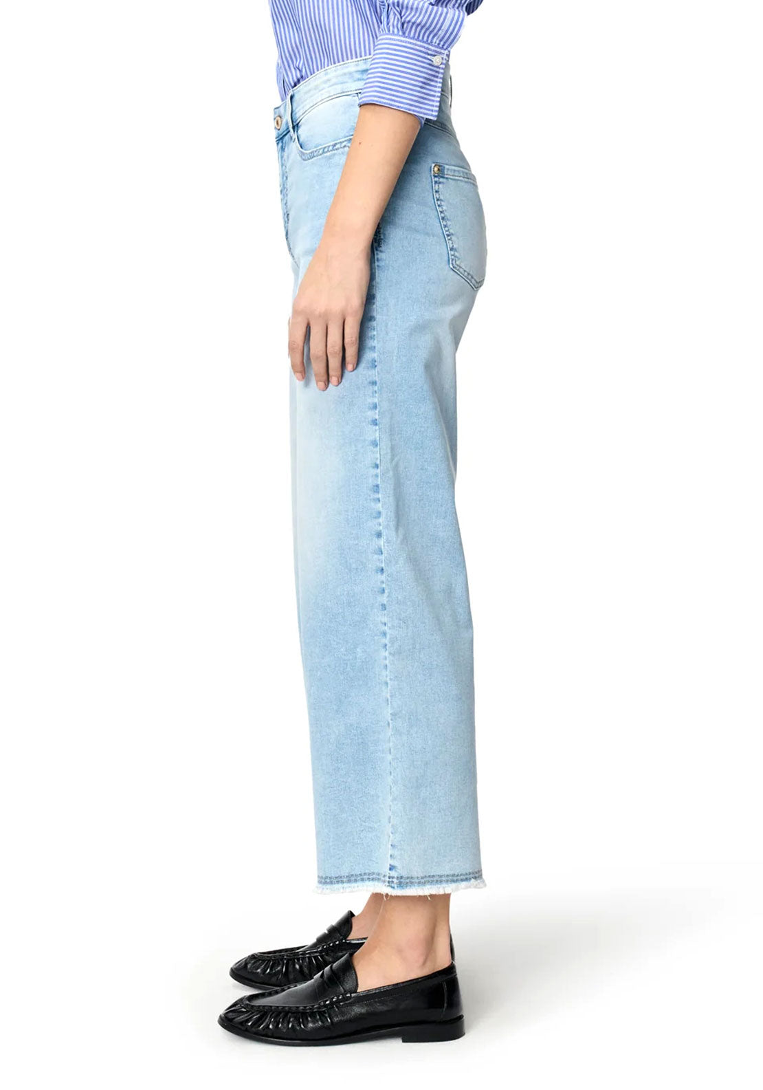 Mac Dream Wide Cropped Jeans, Light Blue