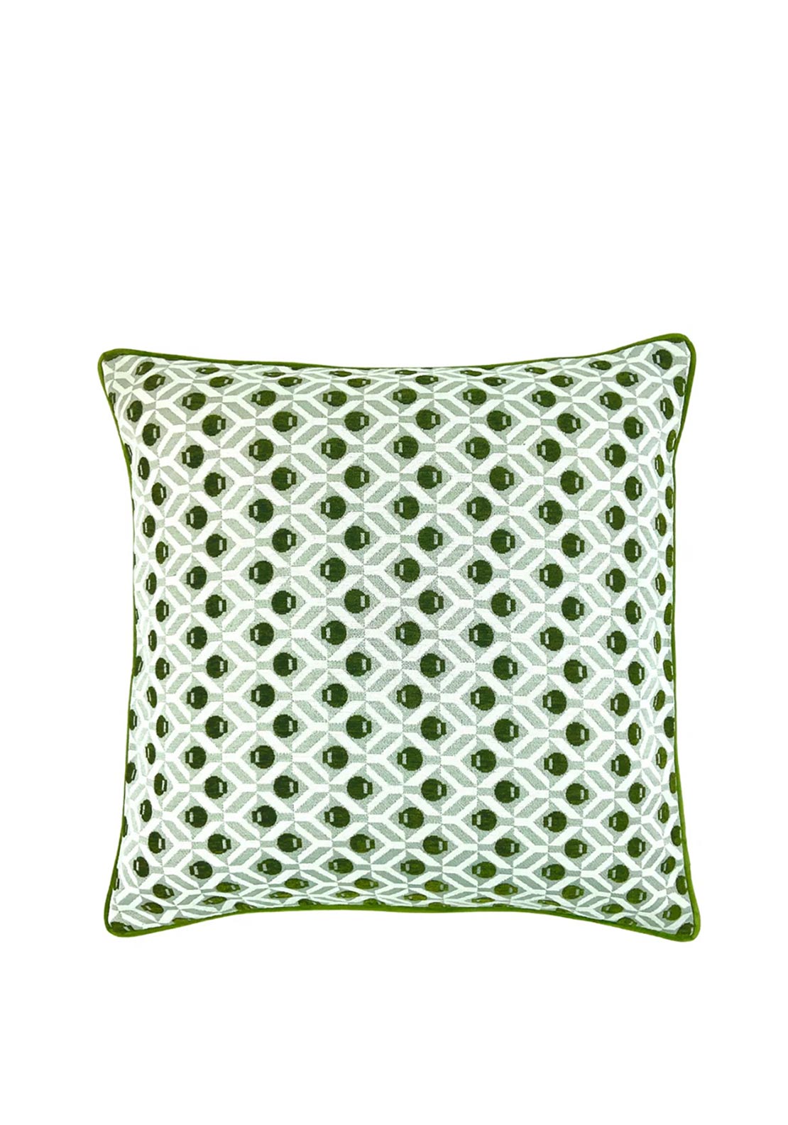 PIPED GEO JAQ CUSHION 56 X 56 OLIVE