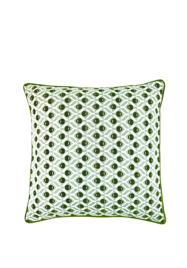 PIPED GEO JAQ CUSHION 56 X 56 OLIVE