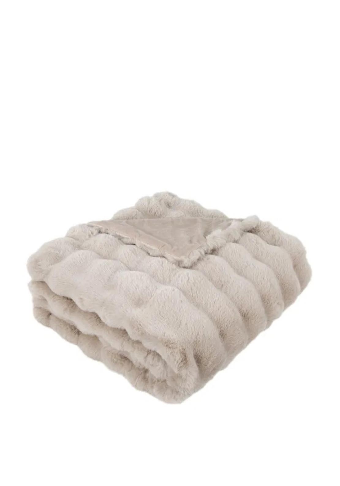 Malini Raffles Faux Fur Throw, Beige - McElhinneys