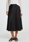 Malissa J One Size Satin Aline Midi Skirt, Black
