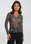Malissa J One Size Paisley Mesh Top, Black