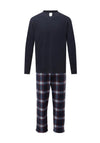 Marlon Men’s Fleece Pyjama Set, Navy Multi