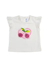 Mayoral Baby Girl Cap Sleeve Cherry Top, White