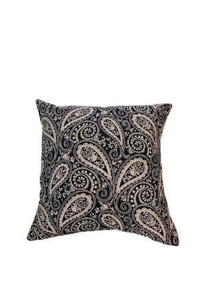 Malini Paisley Print Embroidered Cushion 50x50cm, Navy