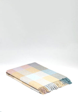 McNutt of Donegal Lambswool Check XL Throw, Coastal