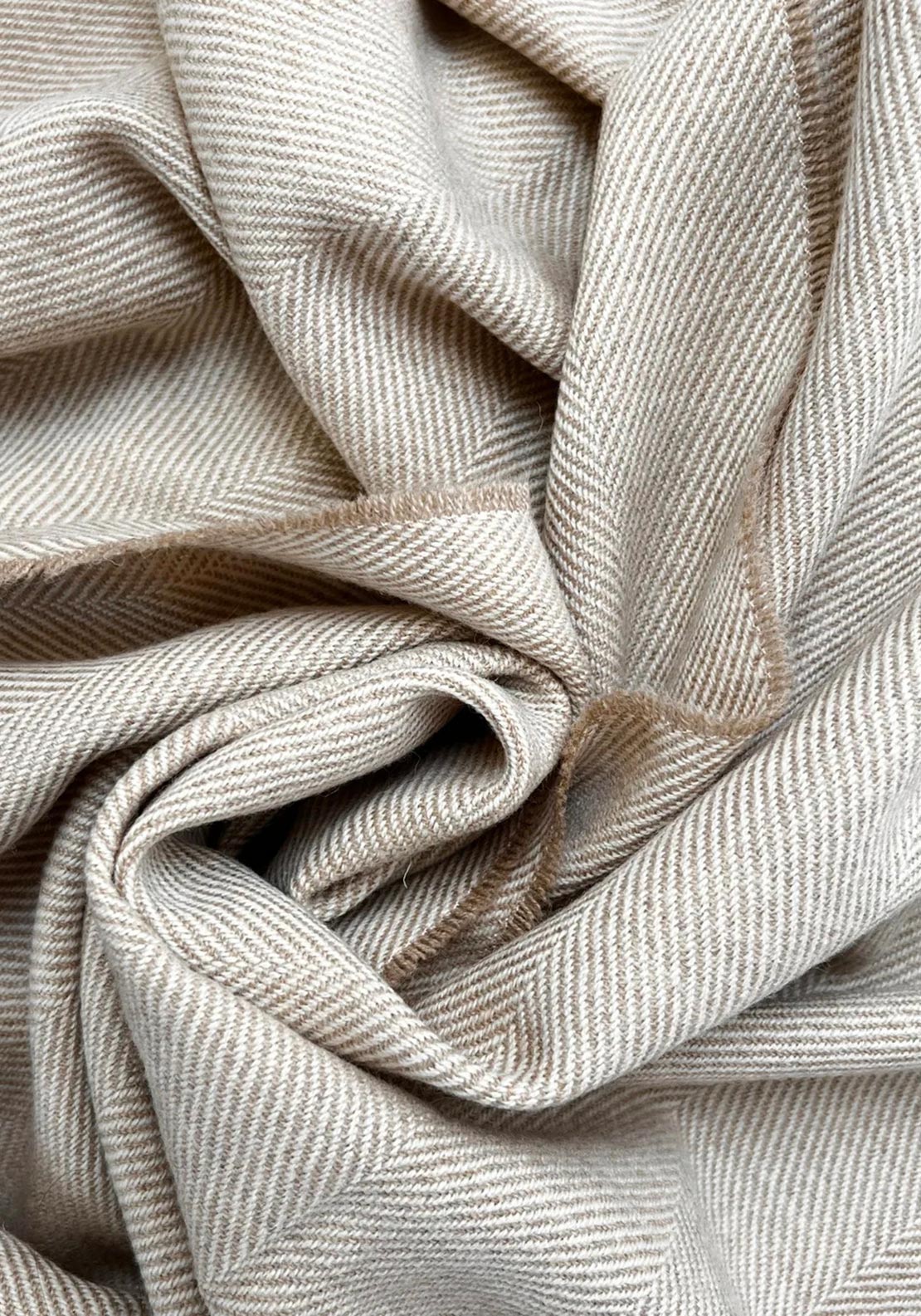 Mc Nutt Of Donegal Basswood Herringbone Throw, Basswood Beige