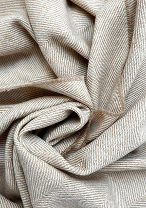 Mc Nutt Of Donegal Basswood Herringbone Throw, Basswood Beige
