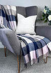 McNutt Of Donegal Merino Lambswool Chic Throw, Navy & Pink