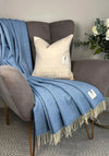 McNutt Of Donegal Merino Lambswool Cornflower Herringbone Throw, Blue