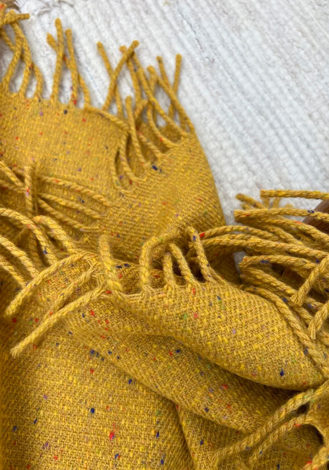McNutt Of Donegal Lambswool Tweed Inishbofin Throw, Yellow Mustard