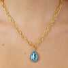 Dyrberg/Kern Metta Teardrop Aqua Crystal Necklace, Gold