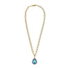 Dyrberg/Kern Metta Teardrop Aqua Crystal Necklace, Gold
