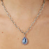 Dyrberg/Kern Metta Teardrop Light Blue Crystal Necklace, Silver