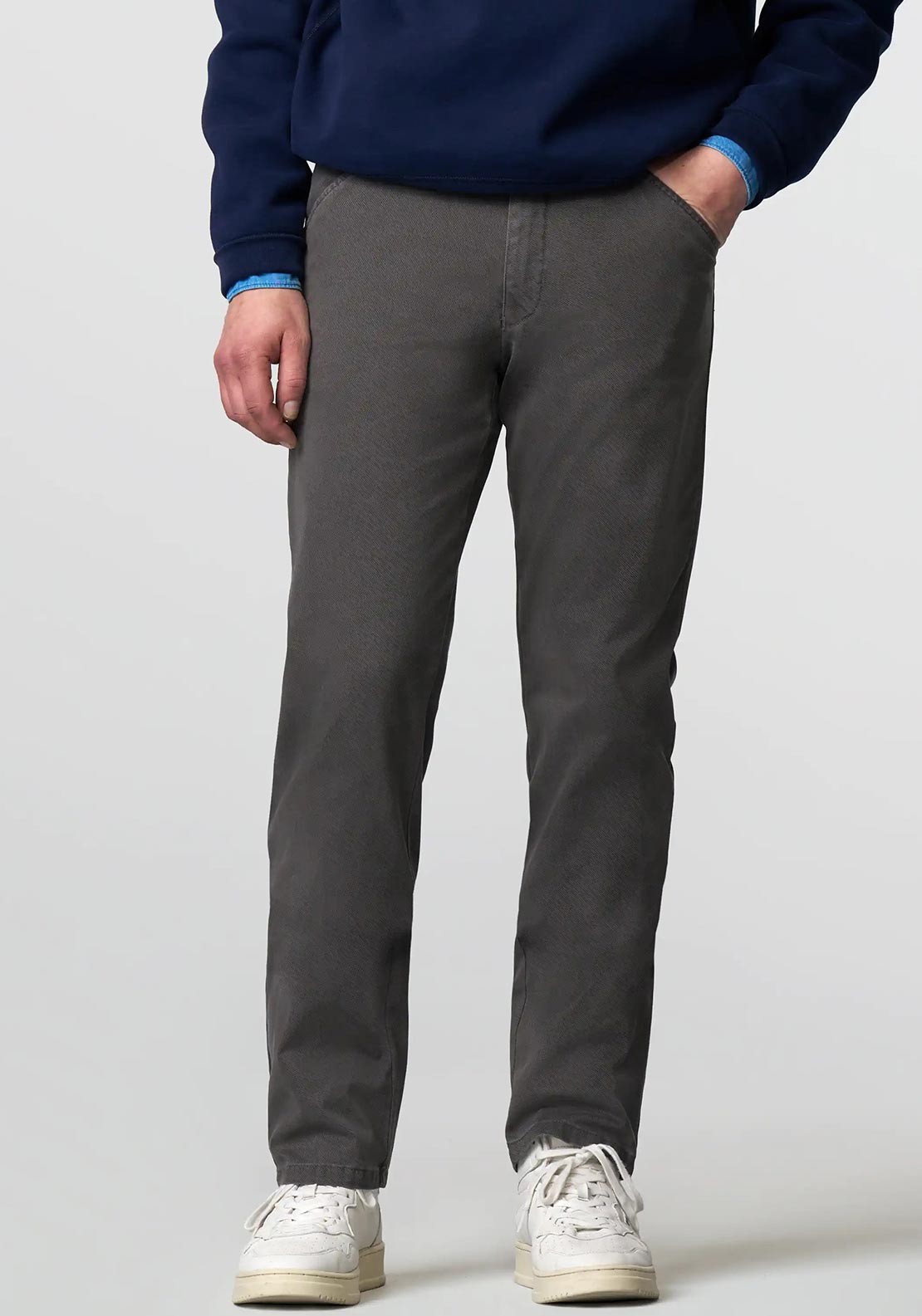 Meyer Chicago Fine Micro Modern Fit Chinos, Mid Grey