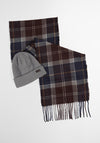 Barbour Swinton Hat & Galingale Tartan Scarf Gift Set, Grey & Brown Multi