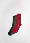 Barbour Dog Print Socks Gift Set, Red Multi
