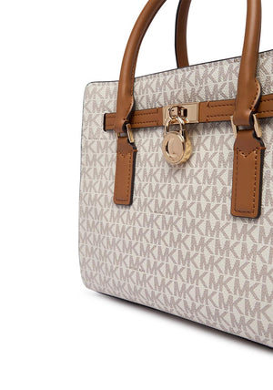 MICHAEL Michael Kors Hamilton Moderne Logo Small Satchel Bag, Off White