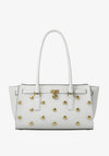 MICHAEL Michael Kors Hamilton Studded Shoulder Bag, White