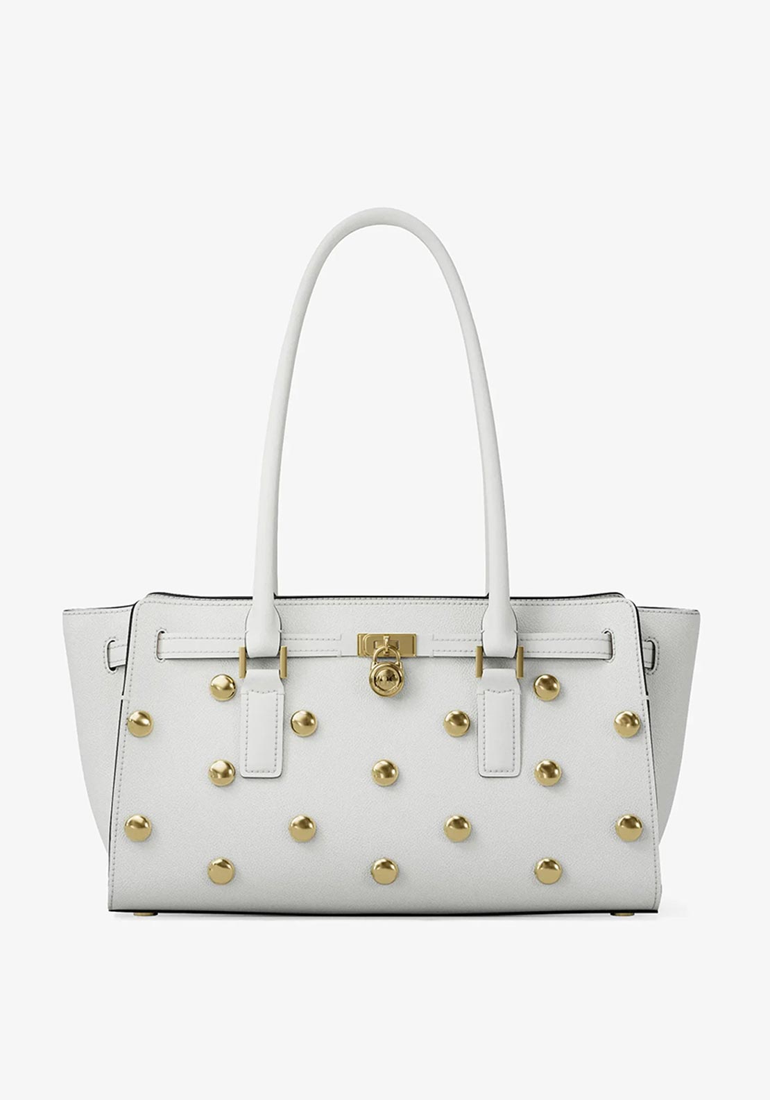 MICHAEL Michael Kors Hamilton Studded Shoulder Bag, White