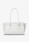 MICHAEL Michael Kors Hamilton Studded Shoulder Bag, White