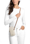 MICHAEL Michael Kors Jet Set Small Pebbled Leather Logo Crossbody Bag, Beige
