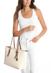 MICHAEL Michael Quinn Large Signature Logo Tote Bag, White Multi.