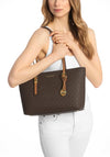 MICHAEL Michael Kors Quinn Medium Logo Leather Tote Bag, Brown